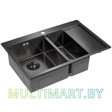 Кухонная мойка Paulmark Liga PM227851-GML (вороненая сталь) картинка 2